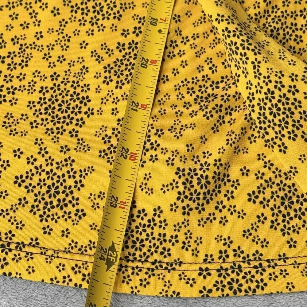 Michael Kors Sz M Floral Tie Flare Sleeve Popover Tunic Blouse Shirt Gold HW